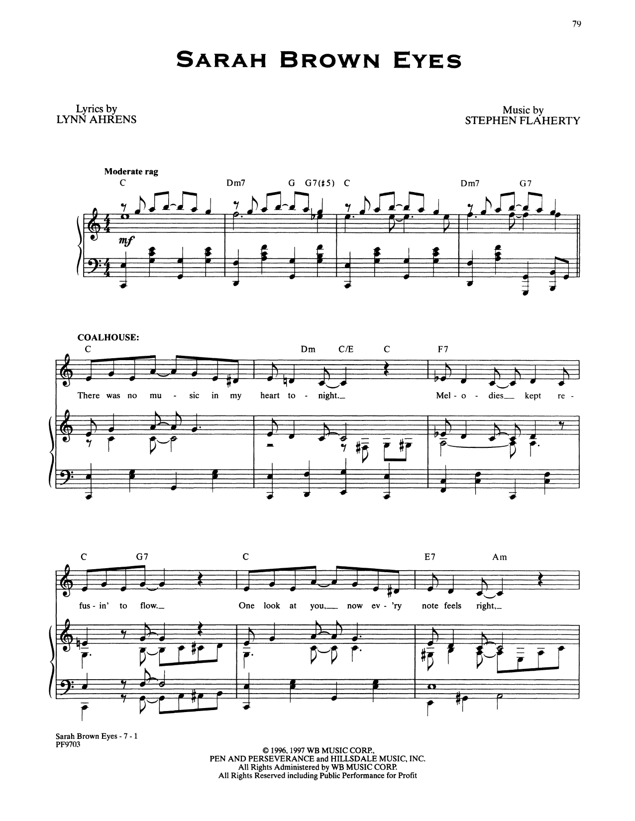 Stephen Flaherty and Lynn Ahrens Sarah Brown Eyes (from Ragtime: The Musical) sheet music notes and chords arranged for Piano & Vocal