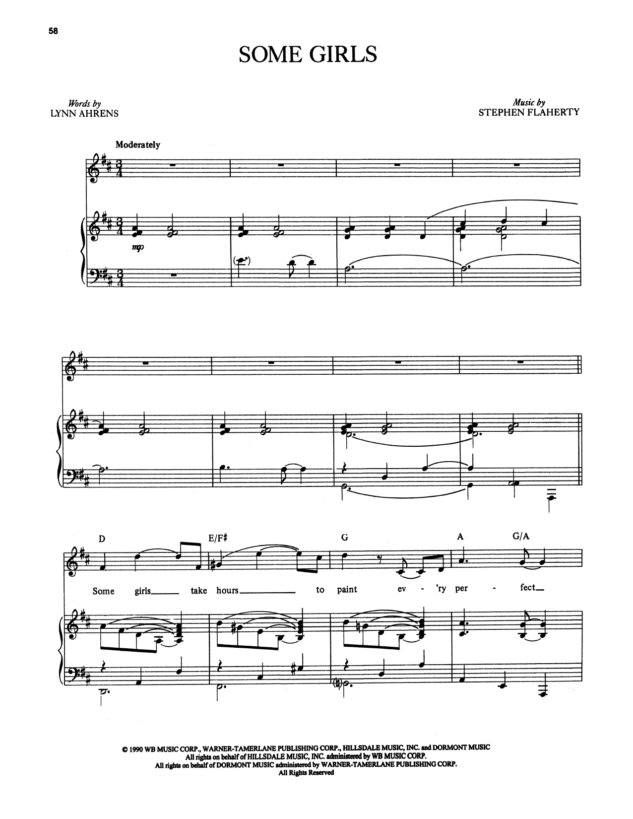 Stephen Flaherty and Lynn Ahrens Some Girls (from Once on This Island) sheet music notes and chords arranged for Piano & Vocal