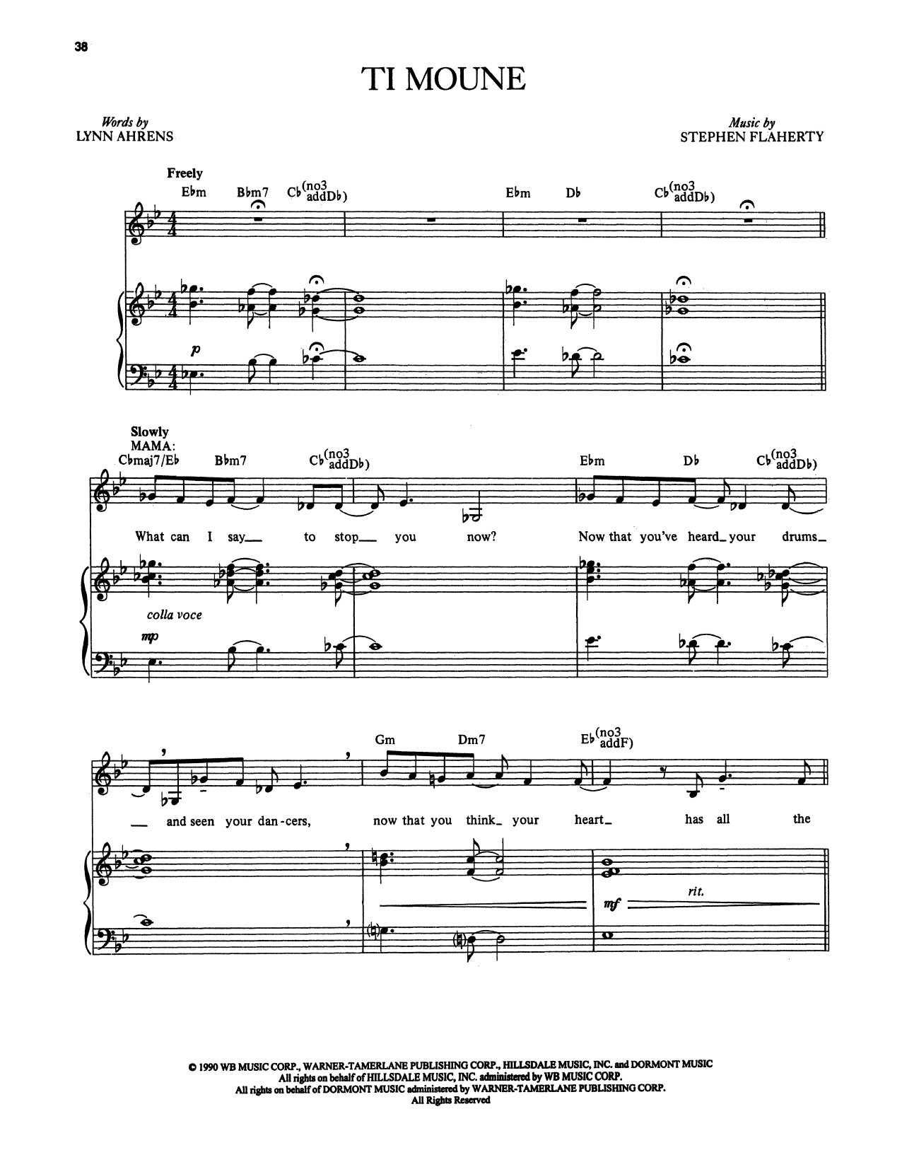 Stephen Flaherty and Lynn Ahrens Ti Moune (from Once on This Island) sheet music notes and chords arranged for Piano & Vocal