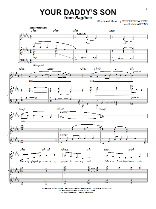 Stephen Flaherty and Lynn Ahrens Your Daddy's Son (from Ragtime: The Musical) sheet music notes and chords arranged for Piano & Vocal