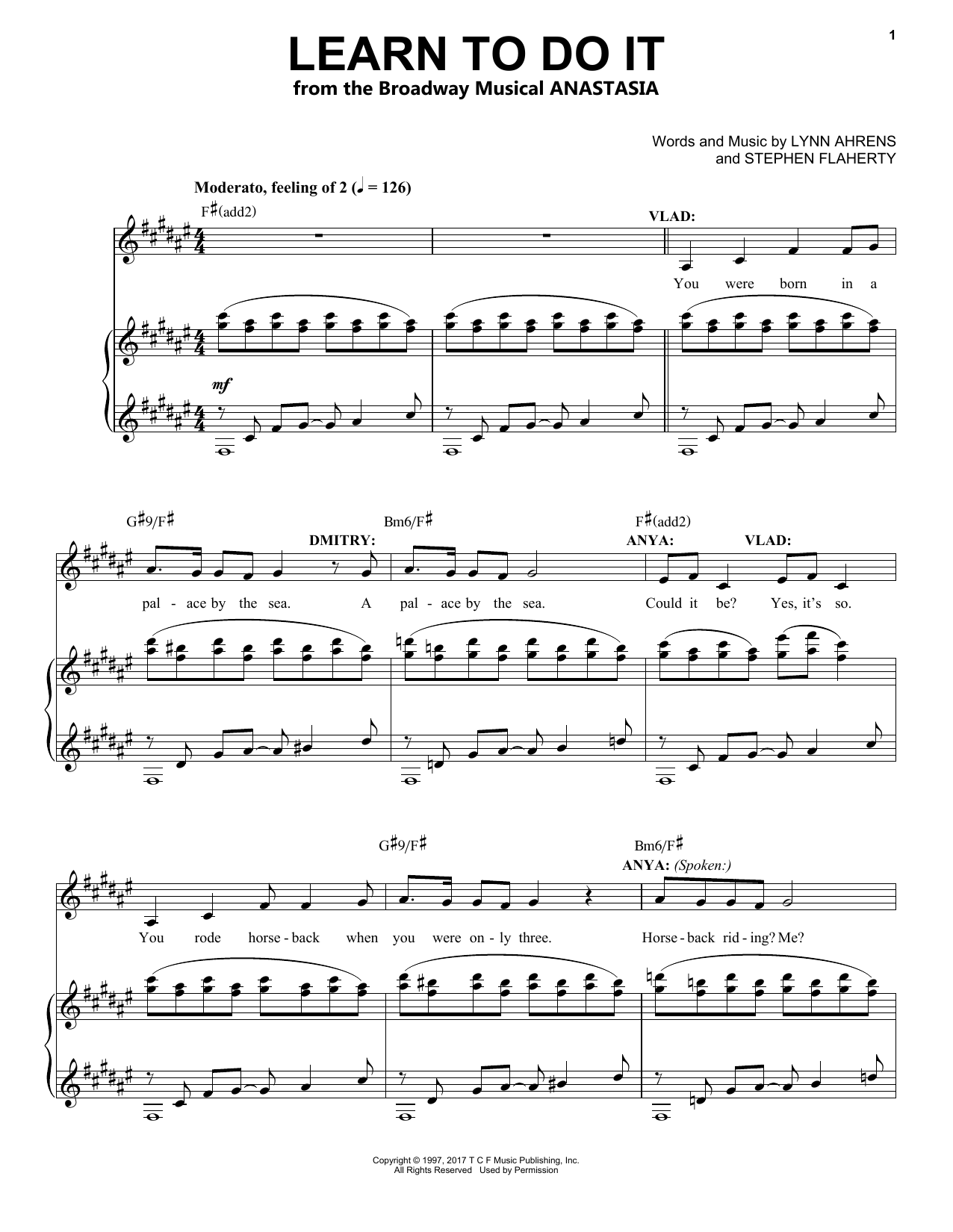 Stephen Flaherty Learn To Do It sheet music notes and chords arranged for Piano & Vocal