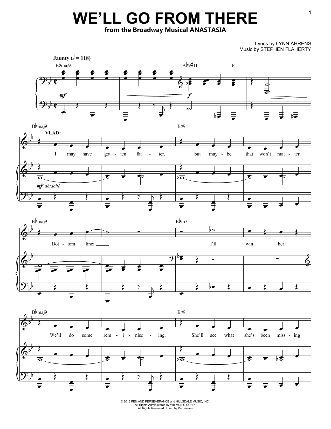 Stephen Flaherty We'll Go From There sheet music notes and chords arranged for Piano & Vocal
