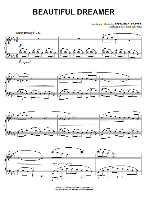 Stephen Foster Beautiful Dreamer (arr. Phillip Keveren) sheet music notes and chords arranged for Piano Solo