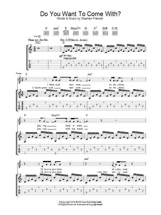 Stephen Fretwell Do You Want To Come With? sheet music notes and chords arranged for Guitar Tab