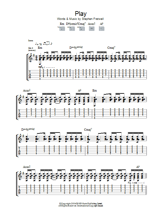 Stephen Fretwell Play sheet music notes and chords arranged for Guitar Tab