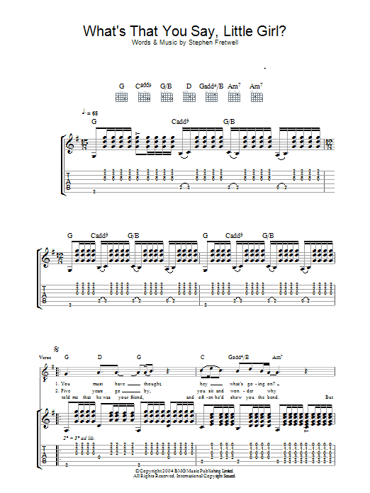 Stephen Fretwell What's That You Say Little Girl? sheet music notes and chords arranged for Guitar Tab