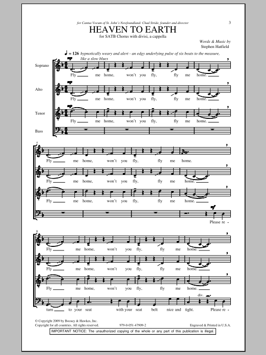Stephen Hatfield Heaven To Earth sheet music notes and chords arranged for SATB Choir