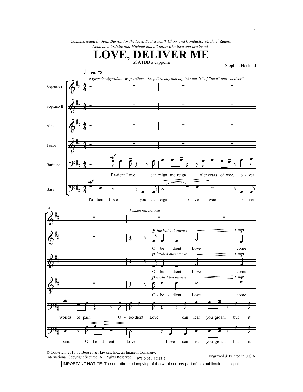 Stephen Hatfield Love Deliver Me sheet music notes and chords arranged for SATB Choir
