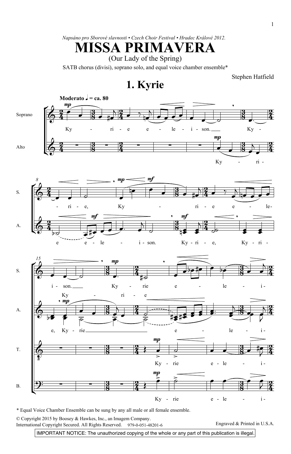 Stephen Hatfield Missa Primavera sheet music notes and chords arranged for SATB Choir