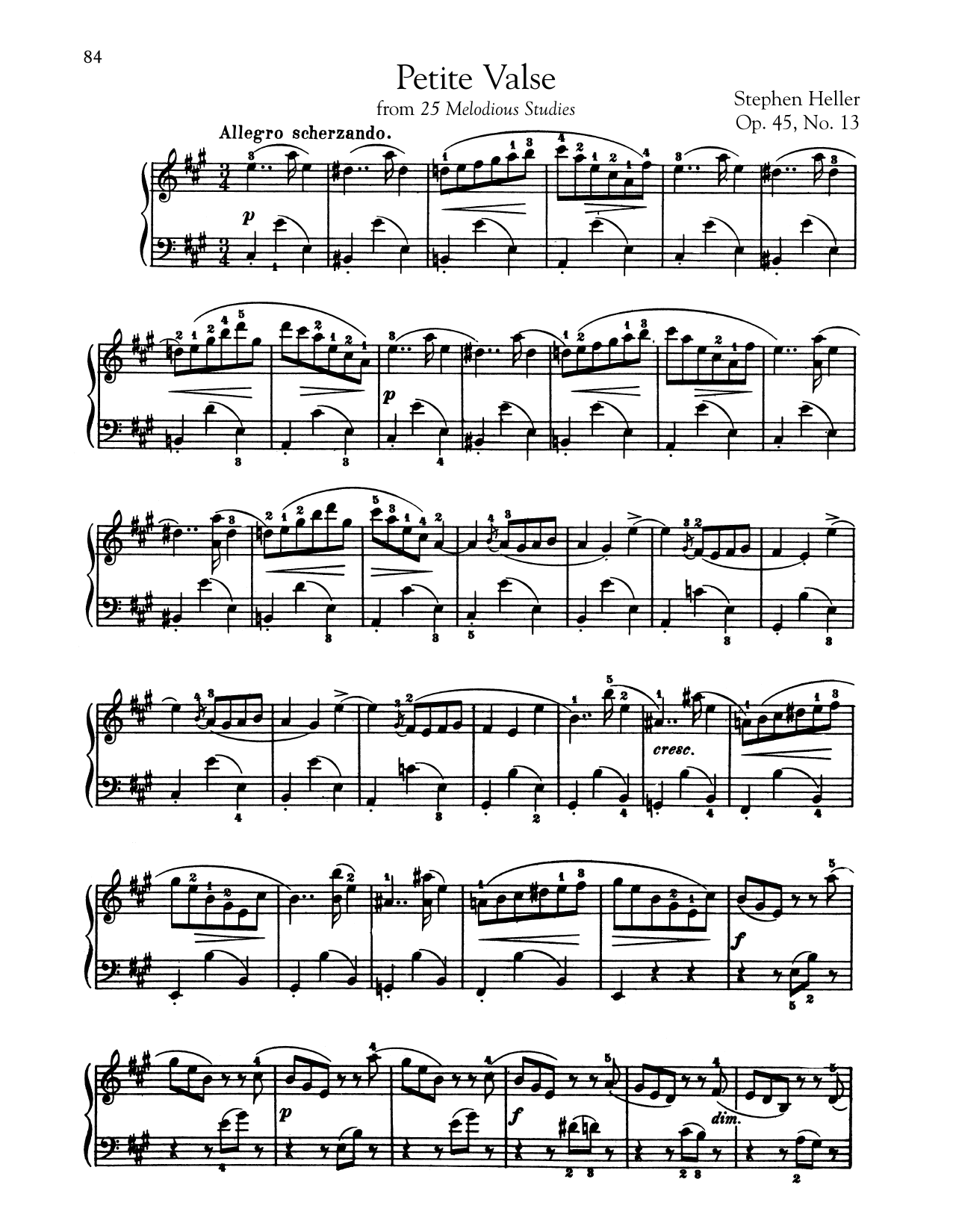 Stephen Heller Petite Valse, Op. 45, No. 13 sheet music notes and chords arranged for Piano Solo