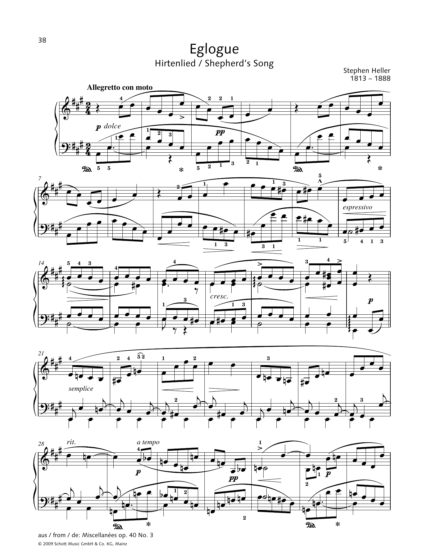 Stephen Heller Shepherd's Song sheet music notes and chords arranged for Piano Solo