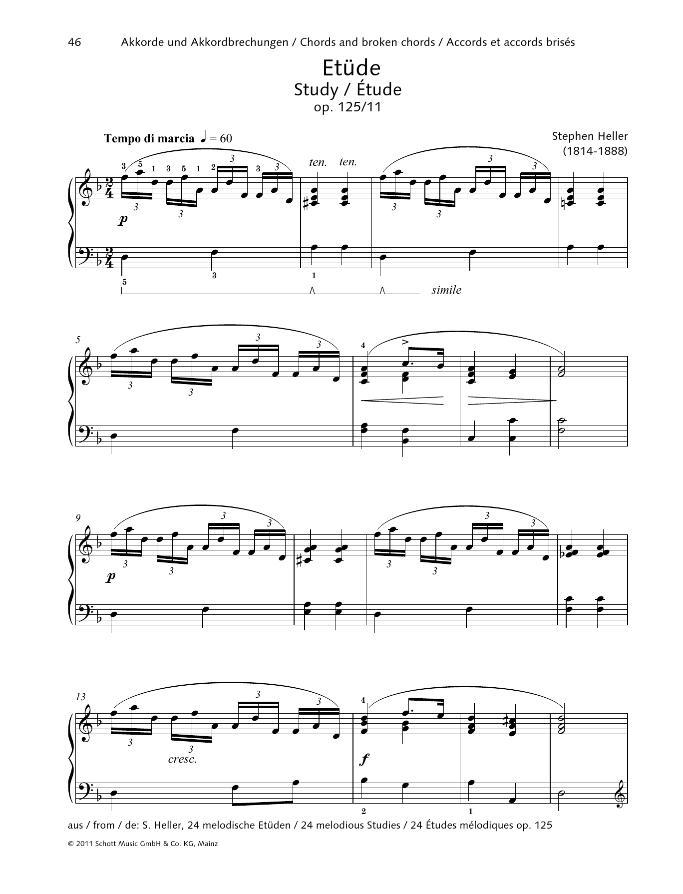 Stephen Heller Study sheet music notes and chords arranged for Piano Solo
