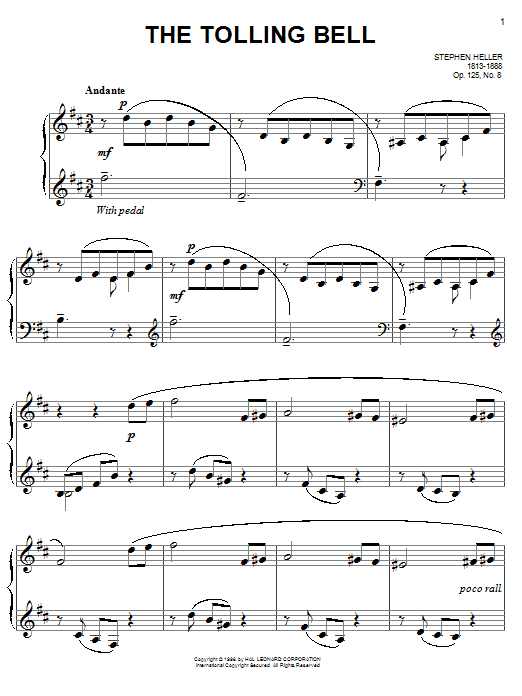 Stephen Heller The Tolling Bell, Op. 125, No. 8 sheet music notes and chords arranged for Piano Solo