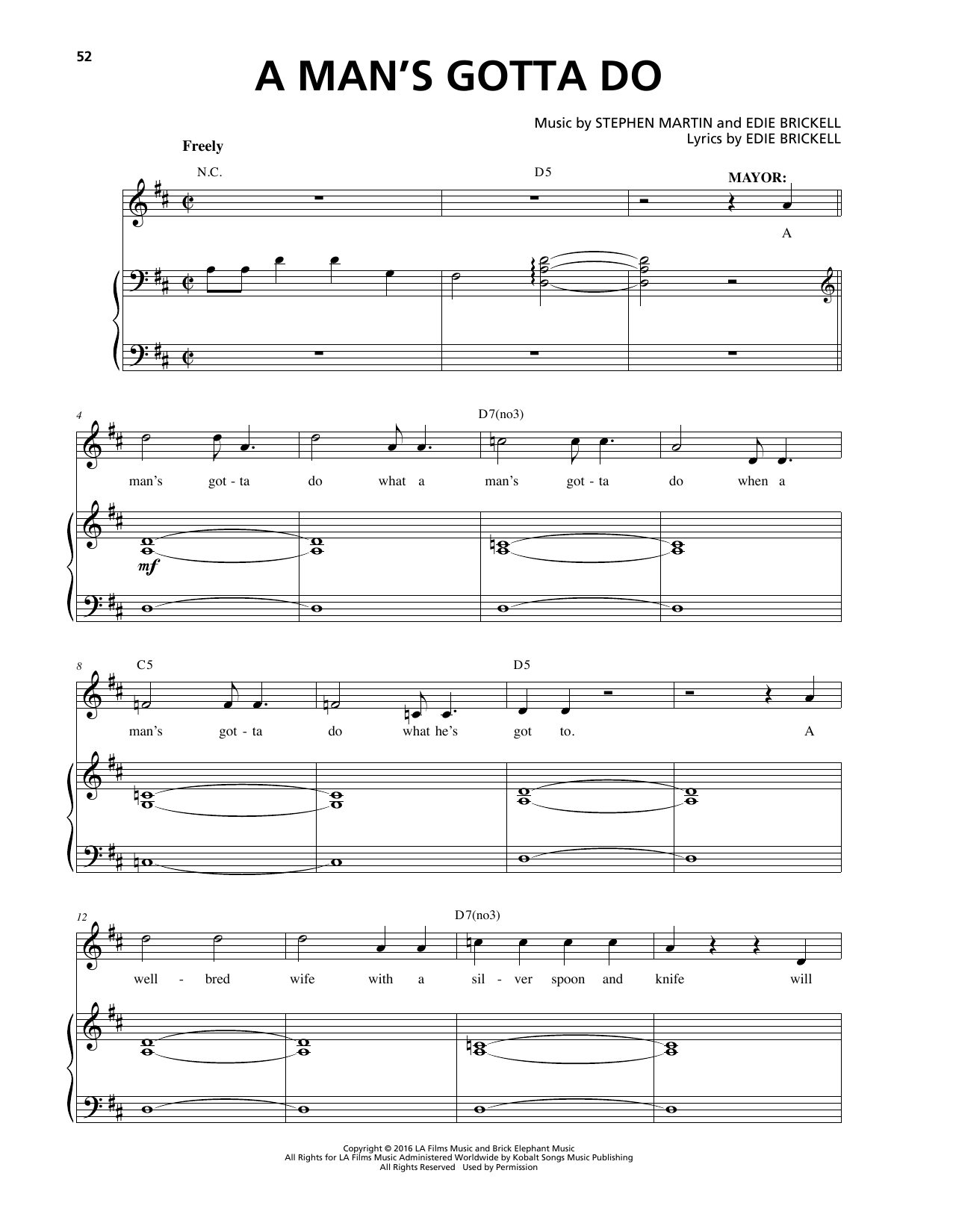 Stephen Martin & Edie Brickell A Man's Gotta Do sheet music notes and chords arranged for Piano & Vocal