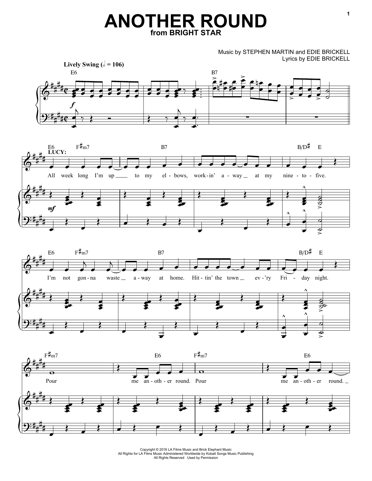 Stephen Martin & Edie Brickell Another Round sheet music notes and chords arranged for Piano & Vocal