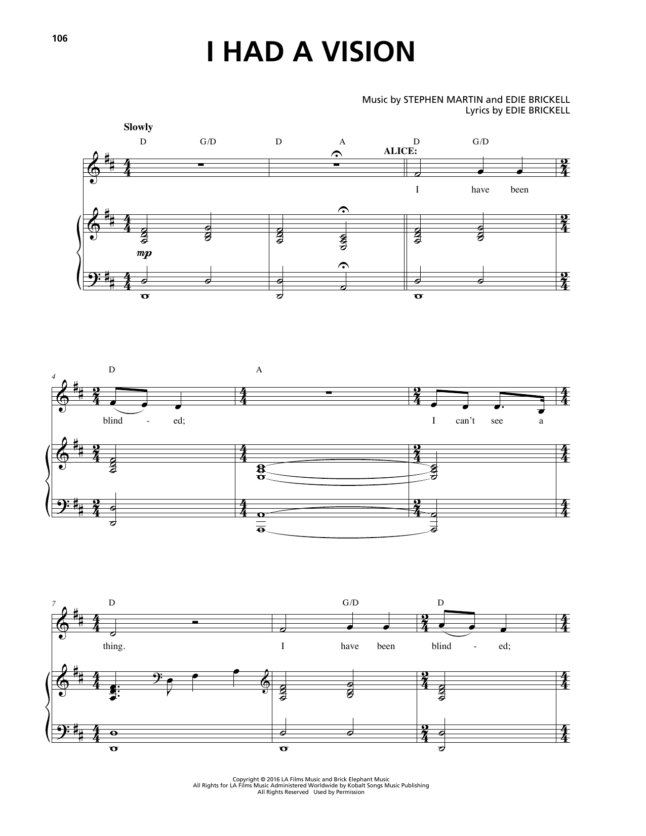 Stephen Martin & Edie Brickell I Had A Vision sheet music notes and chords arranged for Piano & Vocal