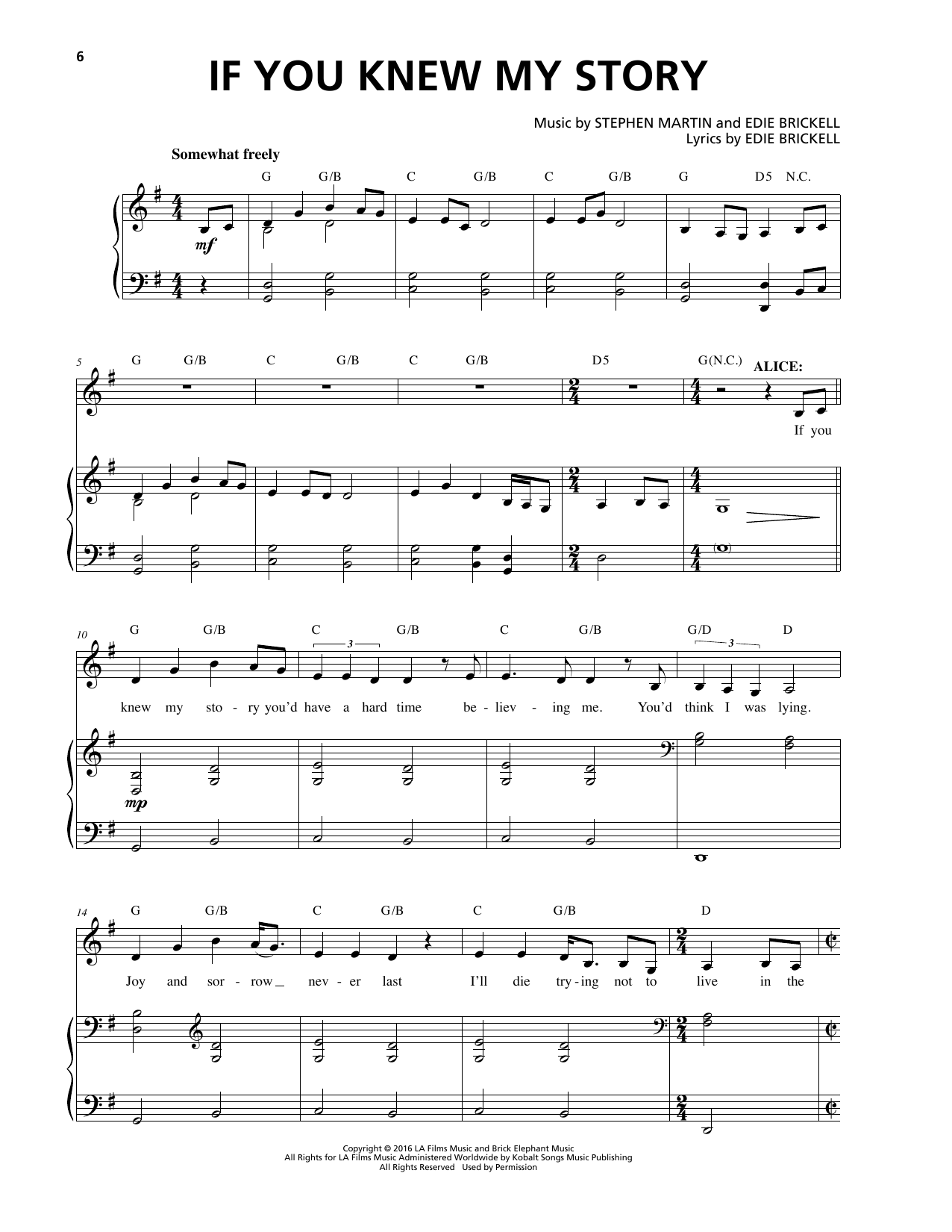 Stephen Martin & Edie Brickell If You Knew My Story sheet music notes and chords arranged for Piano & Vocal