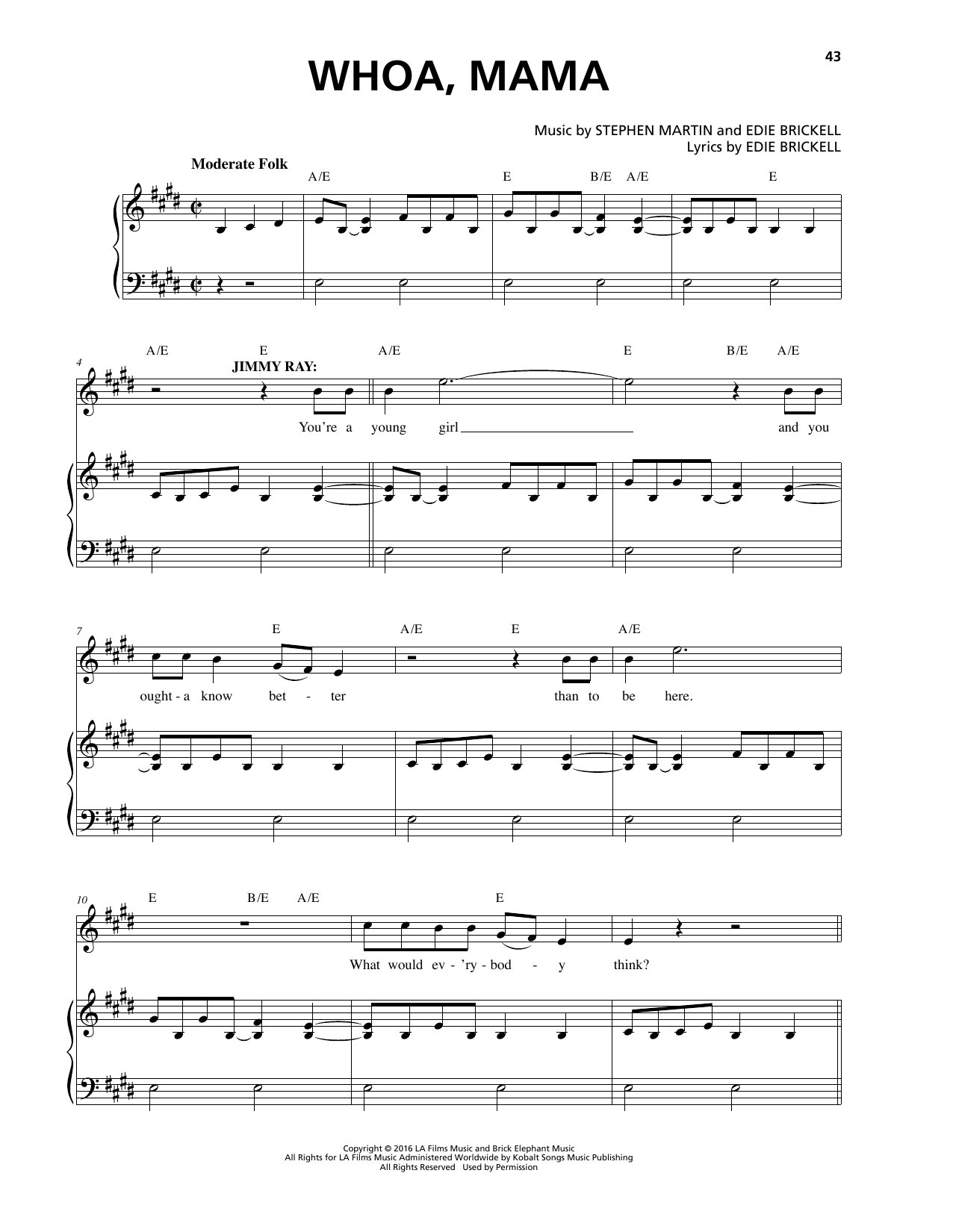 Stephen Martin & Edie Brickell Whoa, Mama sheet music notes and chords arranged for Piano & Vocal