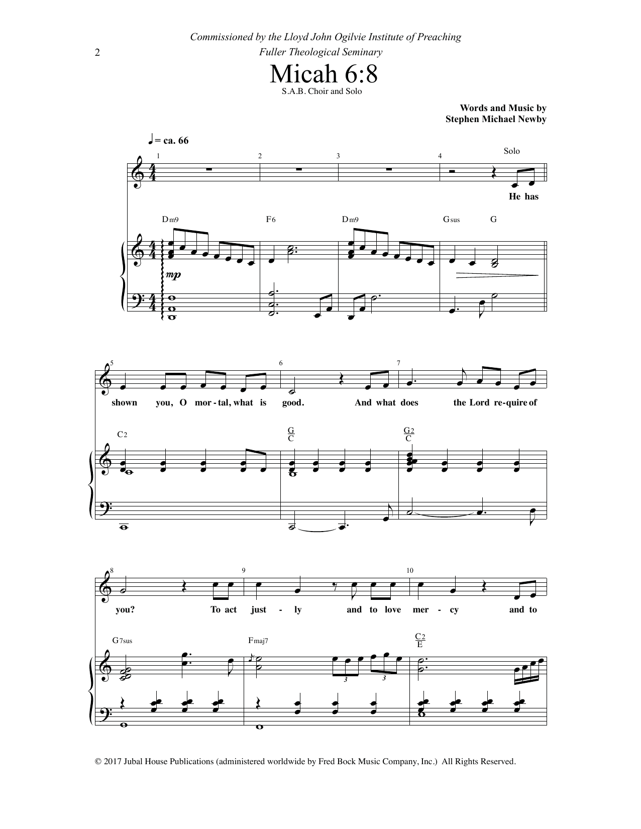 Stephen Michael Newby Micah 6:8/ For I Desire Mercy sheet music notes and chords arranged for SAB Choir