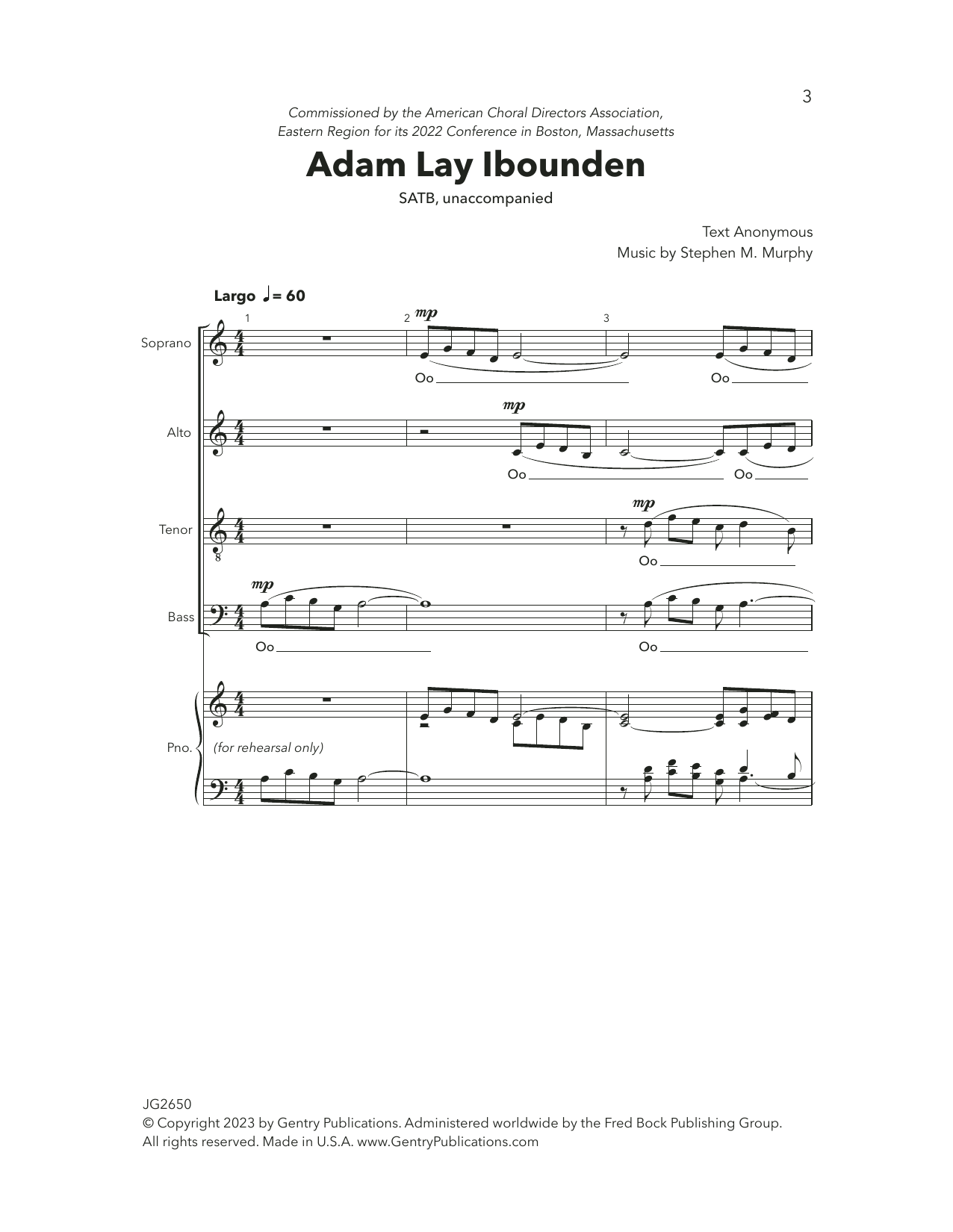 Stephen Murphy Adam Lay Ibounden sheet music notes and chords arranged for SATB Choir