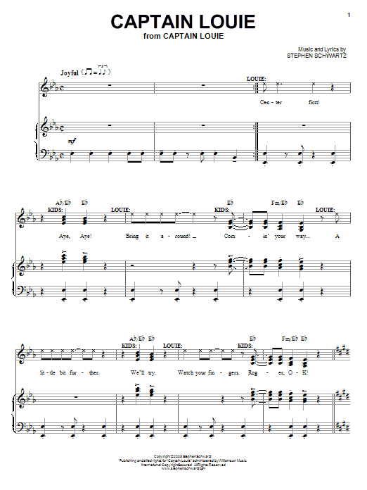 Stephen Schwartz Captain Louie sheet music notes and chords arranged for Piano, Vocal & Guitar Chords (Right-Hand Melody)