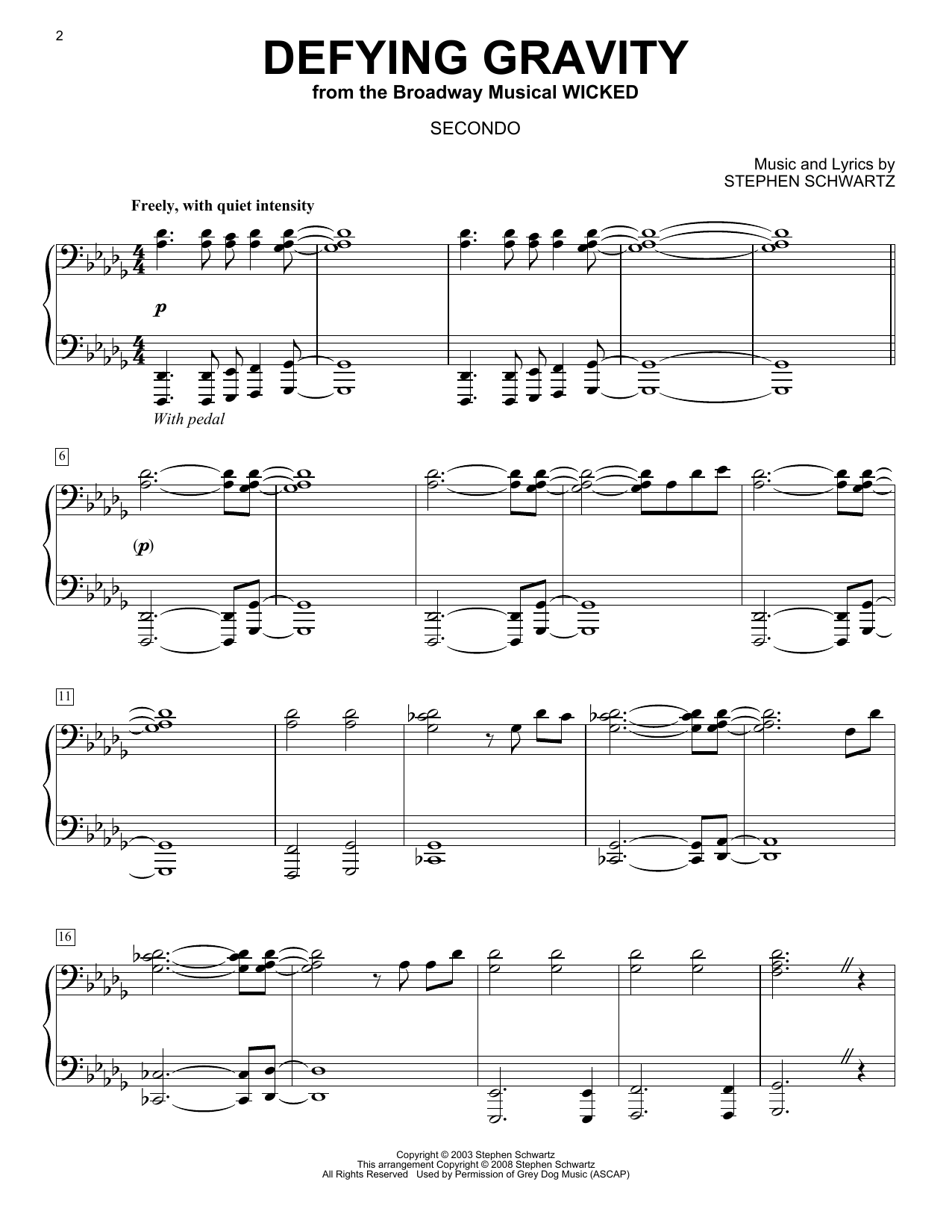 Stephen Schwartz Defying Gravity (from Wicked) (arr. Carol Klose) sheet music notes and chords arranged for Piano Duet
