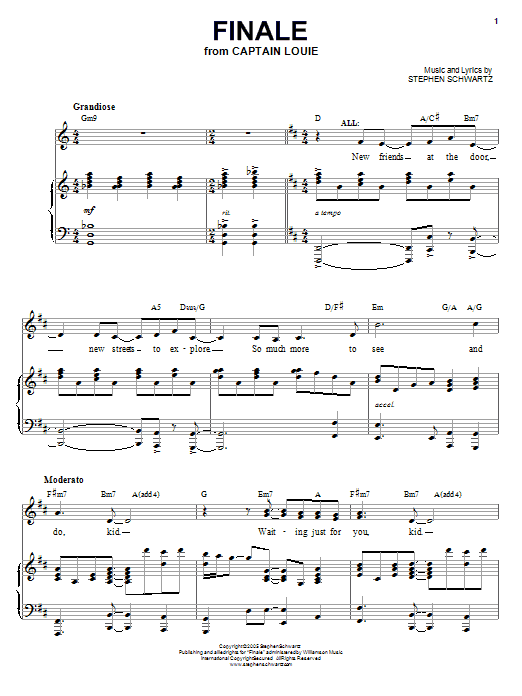 Stephen Schwartz Finale sheet music notes and chords arranged for Piano, Vocal & Guitar Chords (Right-Hand Melody)