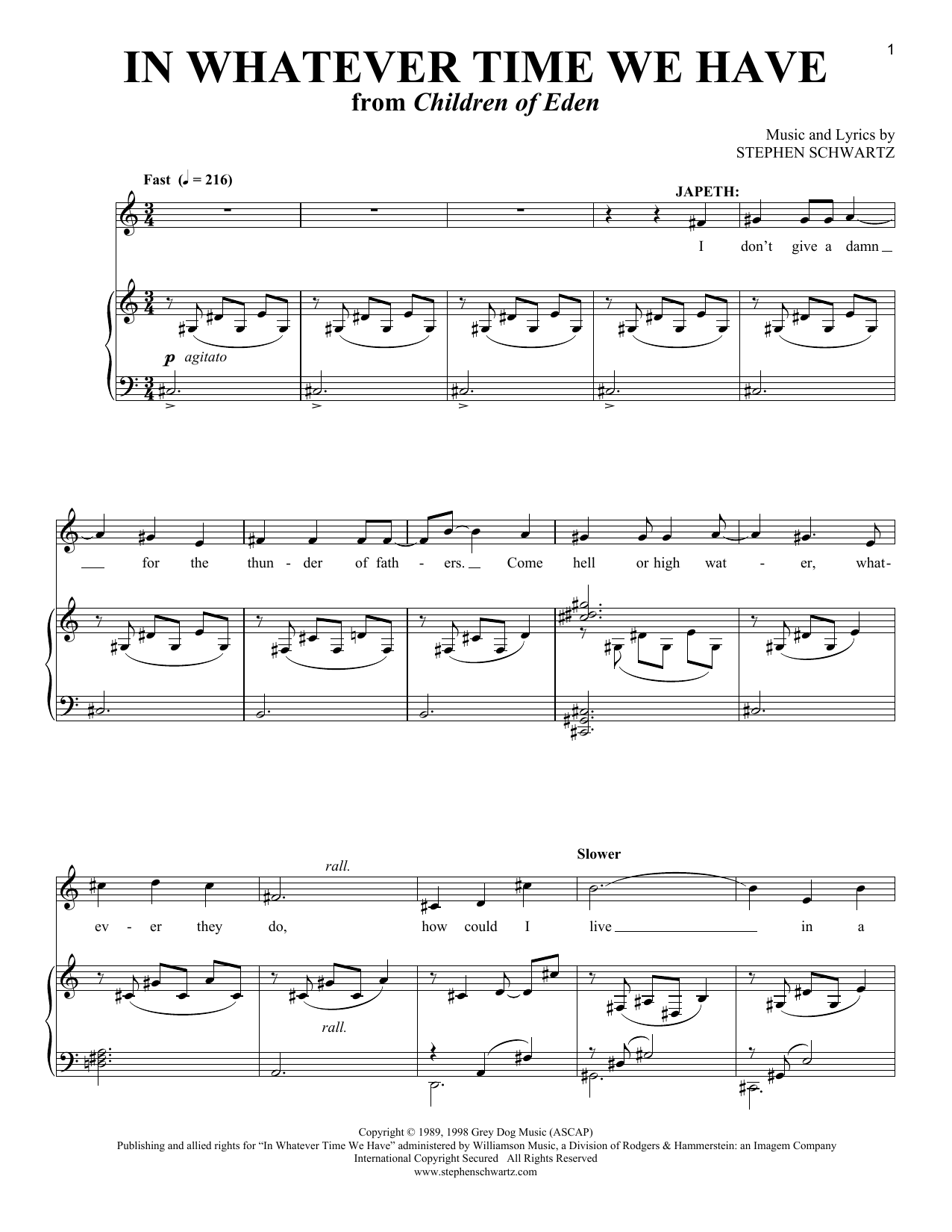 Stephen Schwartz In Whatever Time We Have sheet music notes and chords arranged for Vocal Duet