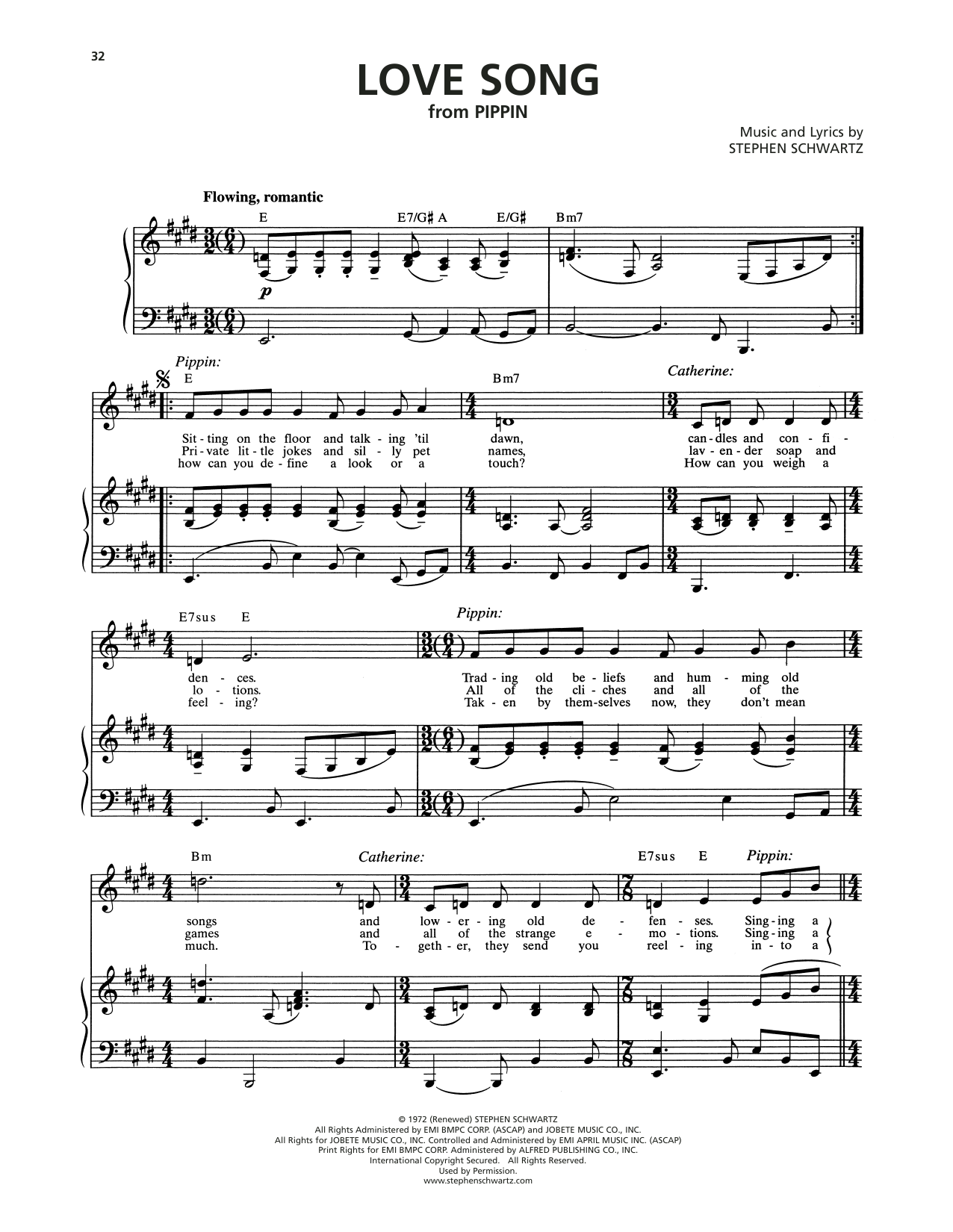 Stephen Schwartz Love Song (from Pippin) sheet music notes and chords arranged for Piano & Vocal