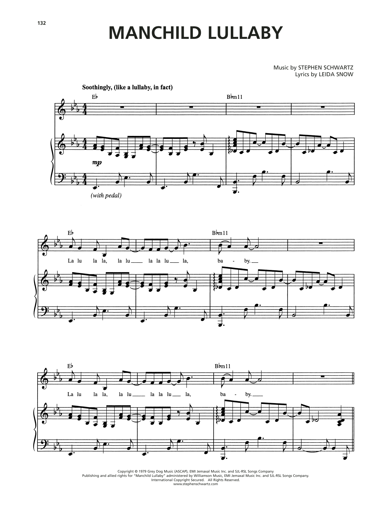 Stephen Schwartz Manchild Lullaby (from Wicked) sheet music notes and chords arranged for Piano & Vocal