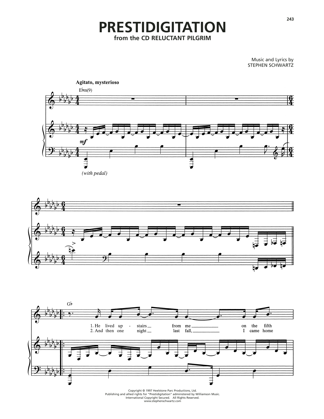 Stephen Schwartz Prestidigitation sheet music notes and chords arranged for Piano & Vocal
