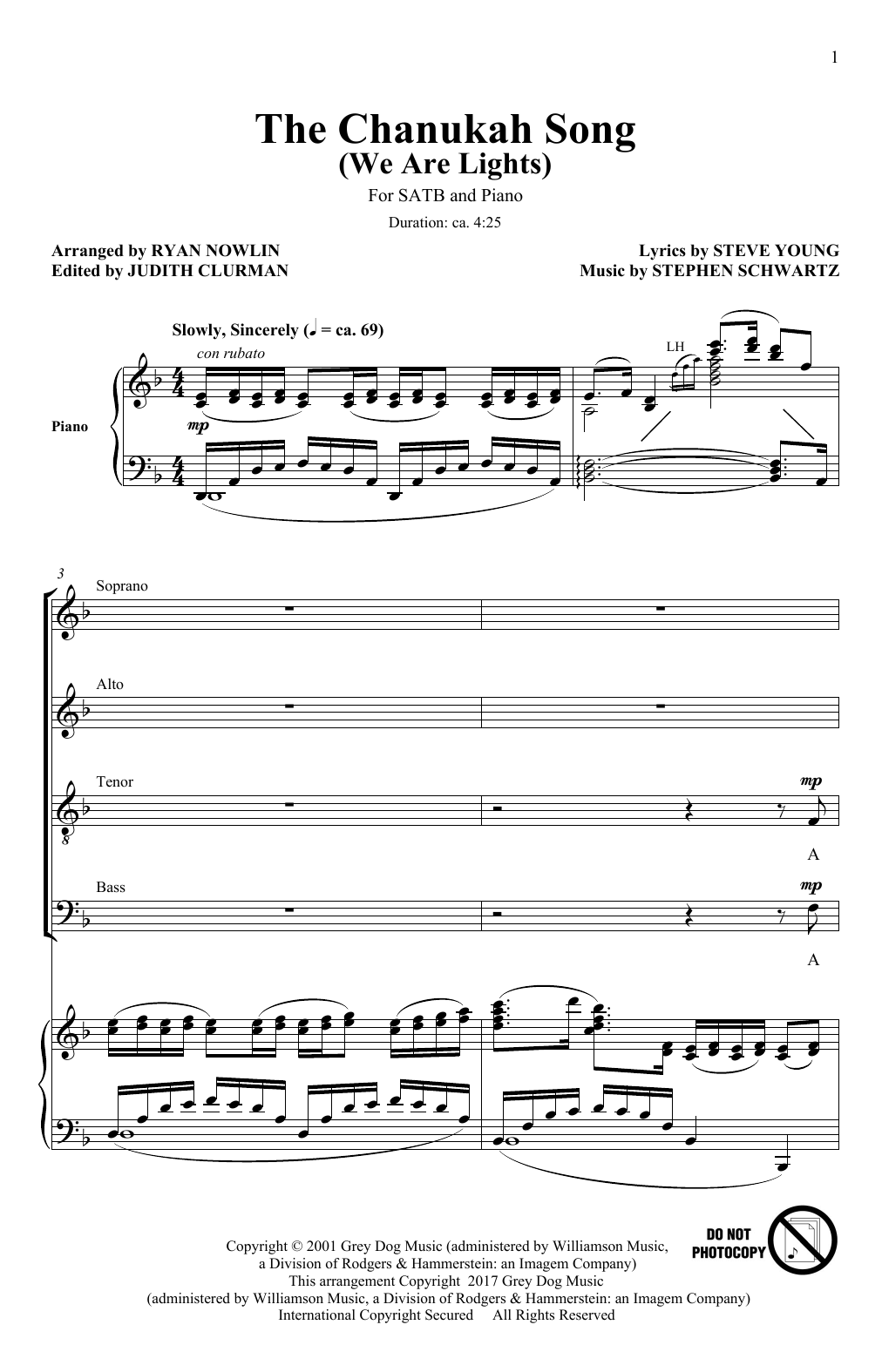 Stephen Schwartz The Chanukah Song (We Are Lights) (arr. Ryan Nowlin) sheet music notes and chords arranged for SATB Choir