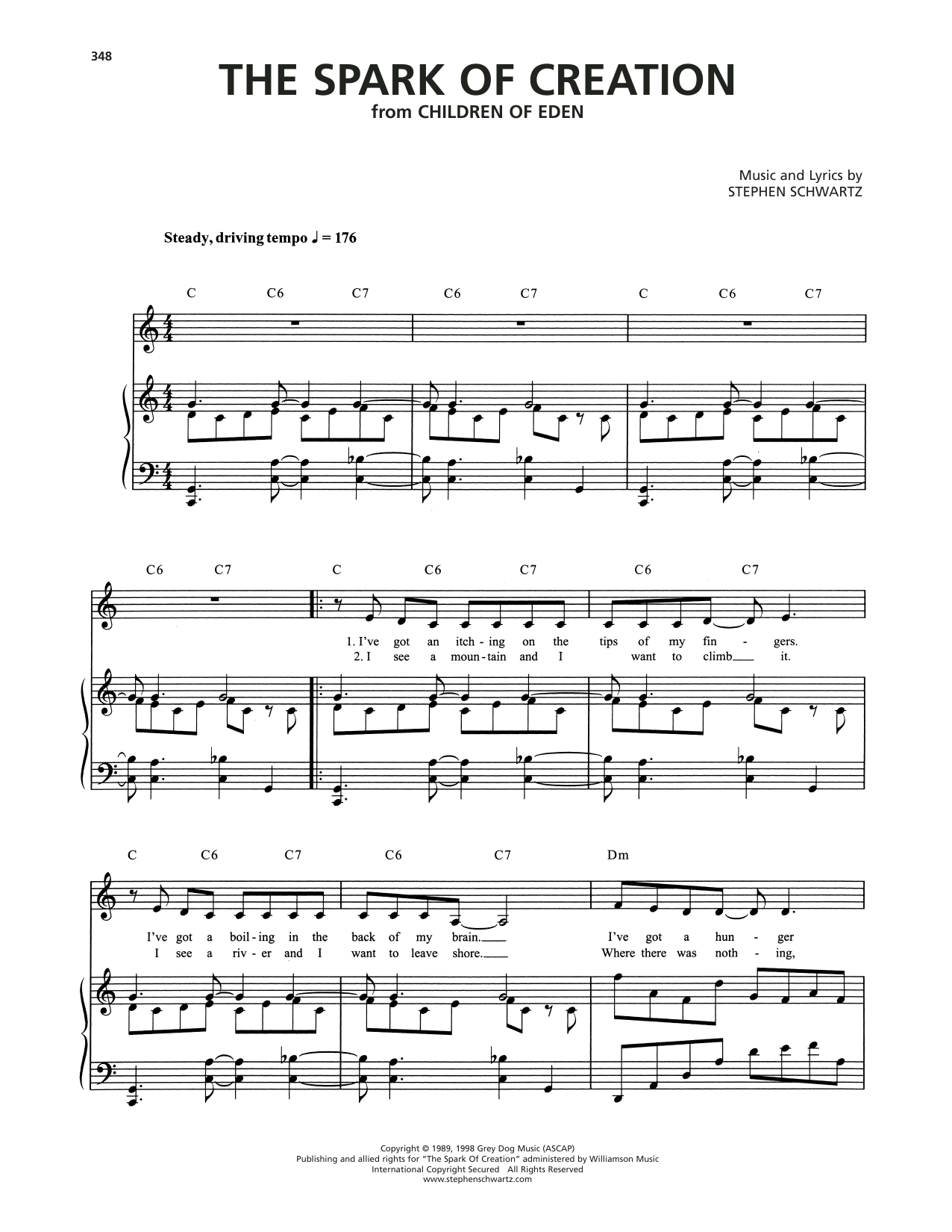 Stephen Schwartz The Spark Of Creation sheet music notes and chords arranged for Piano & Vocal