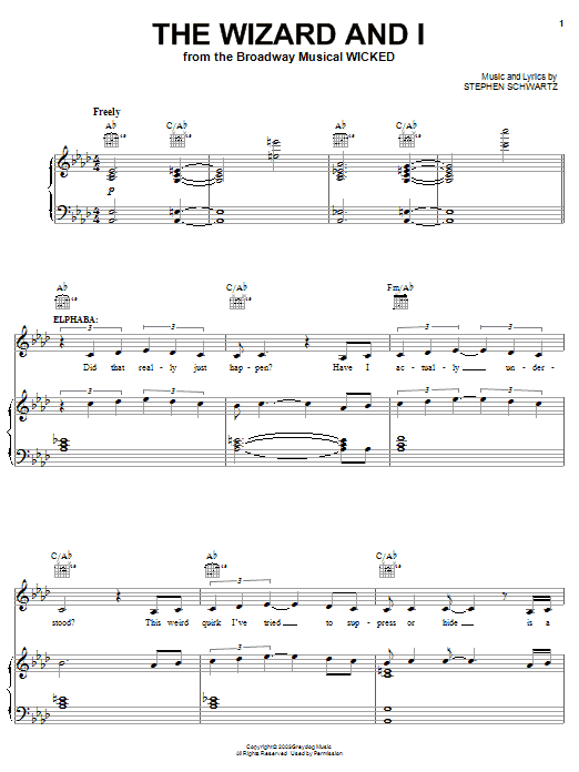 Stephen Schwartz The Wizard And I (from Wicked) sheet music notes and chords arranged for Pro Vocal
