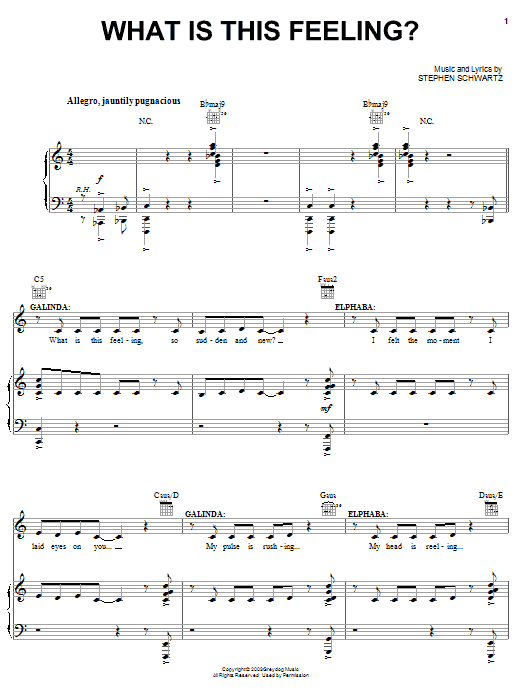 Stephen Schwartz What Is This Feeling? (from Wicked) sheet music notes and chords arranged for Big Note Piano