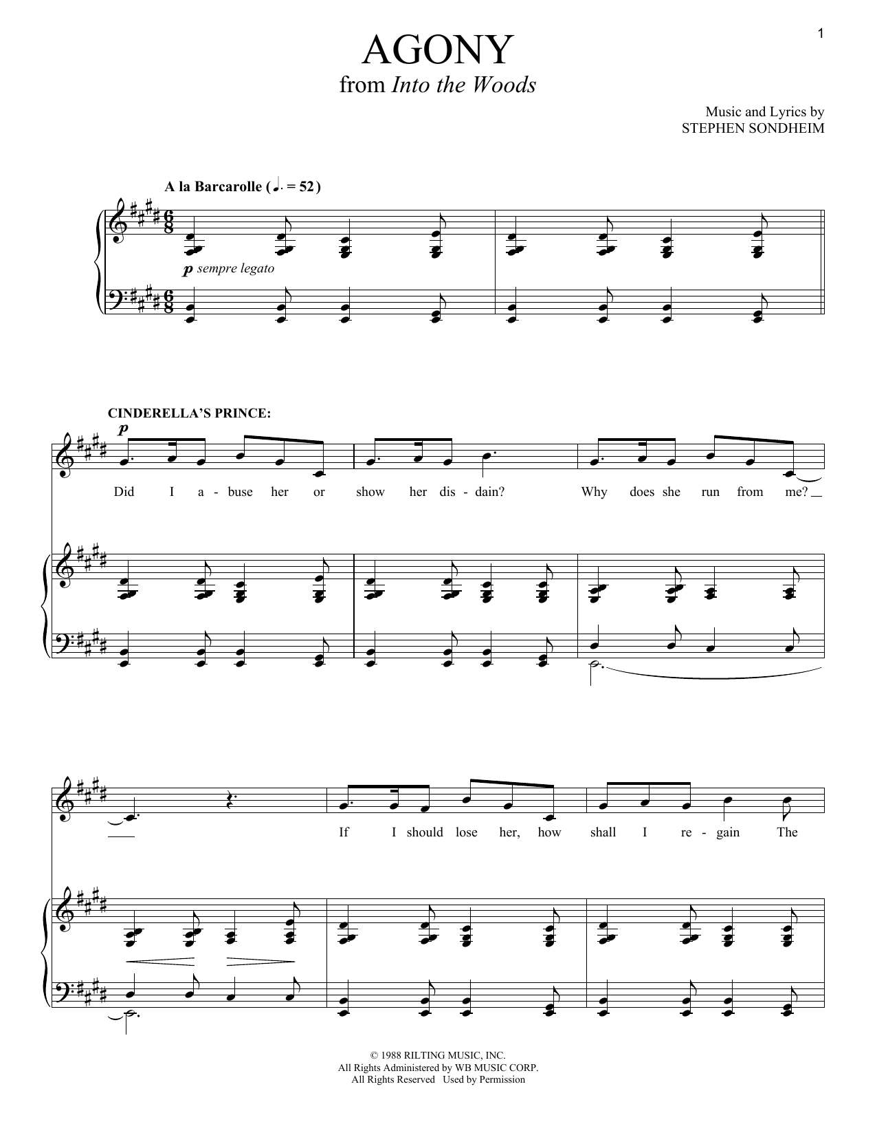 Stephen Sondheim Agony (from Into The Woods) sheet music notes and chords arranged for Vocal Duet
