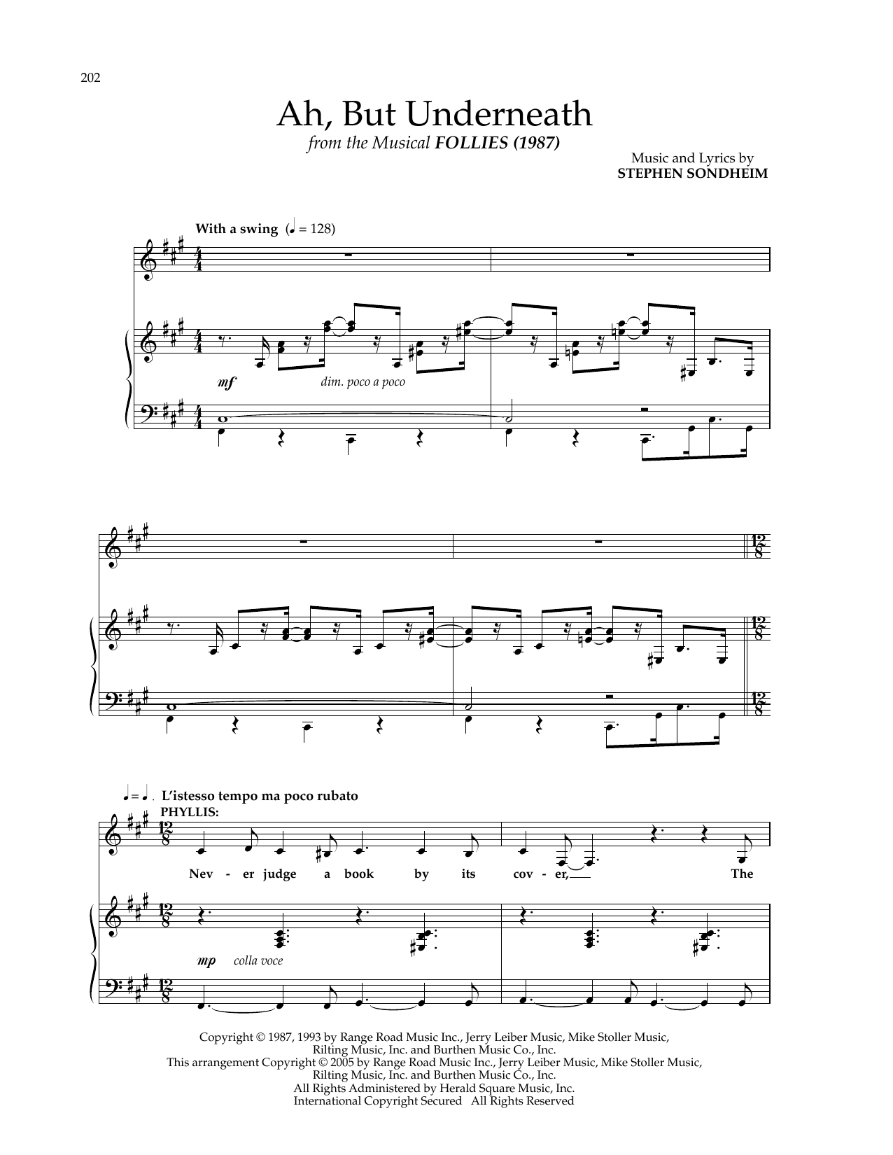 Stephen Sondheim Ah, But Underneath (from Follies) sheet music notes and chords arranged for Piano & Vocal