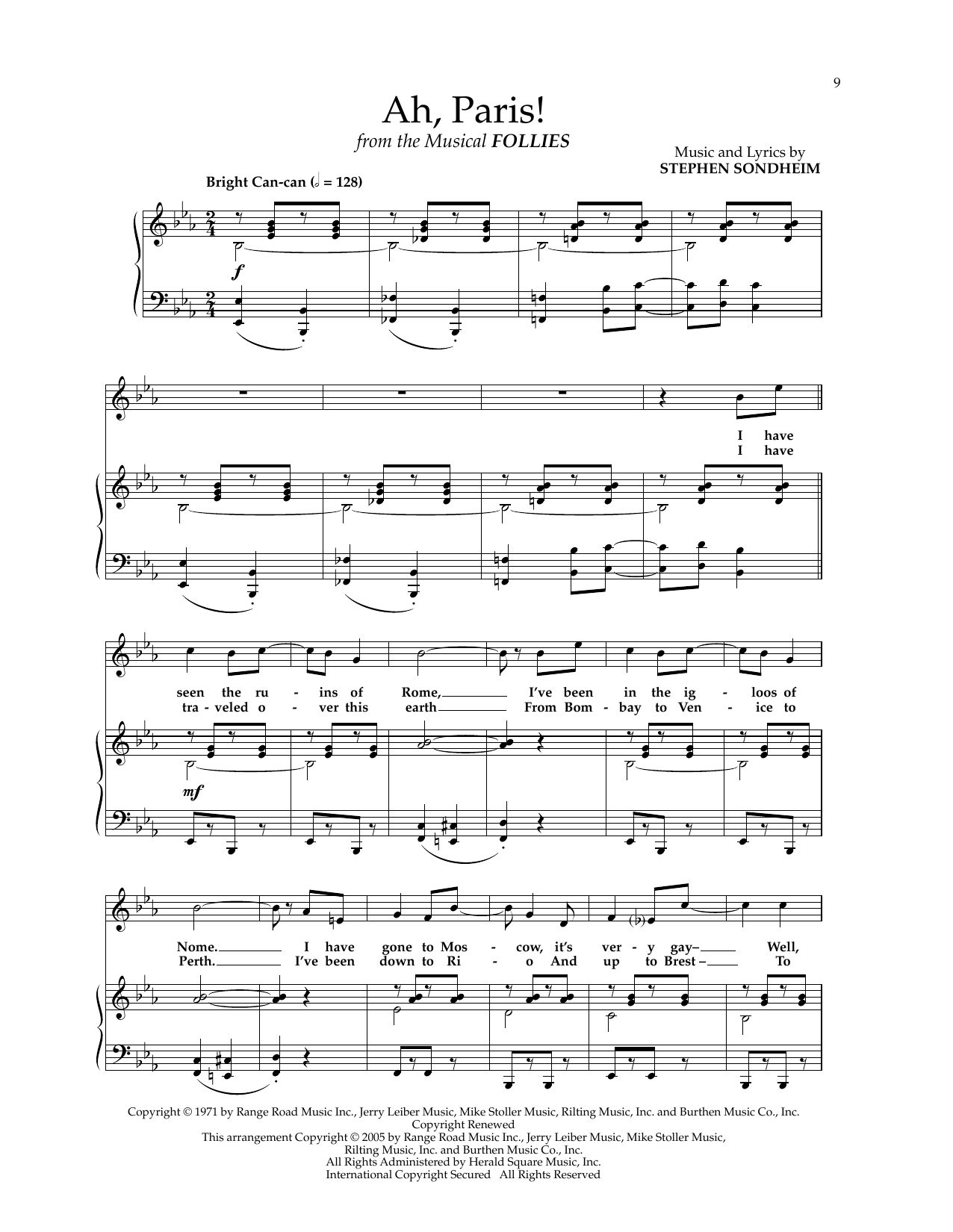 Stephen Sondheim Ah, Paris! (from Follies) sheet music notes and chords arranged for Piano & Vocal