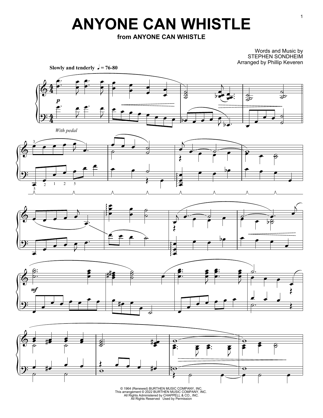 Stephen Sondheim Anyone Can Whistle (arr. Phillip Keveren) sheet music notes and chords arranged for Piano Solo