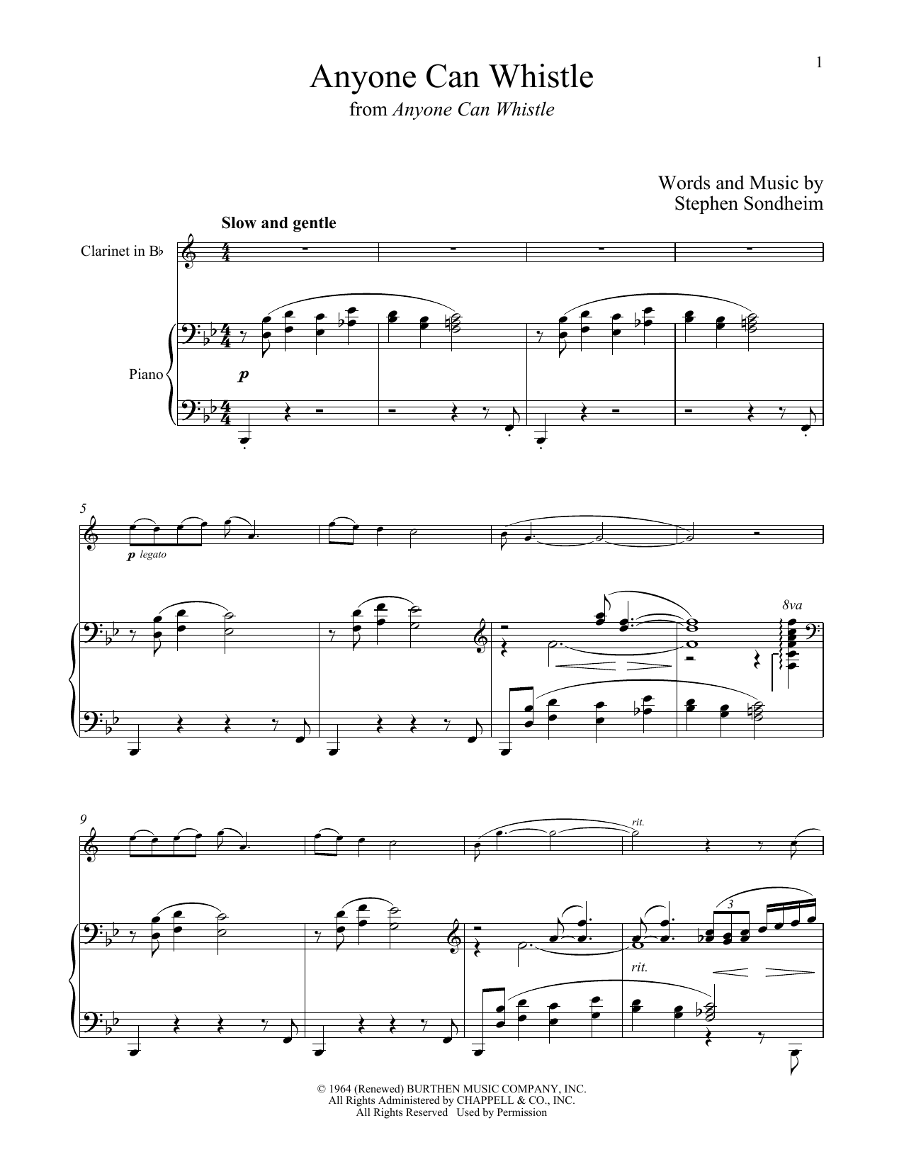 Stephen Sondheim Anyone Can Whistle (from Anyone Can Whistle) sheet music notes and chords arranged for Trumpet and Piano