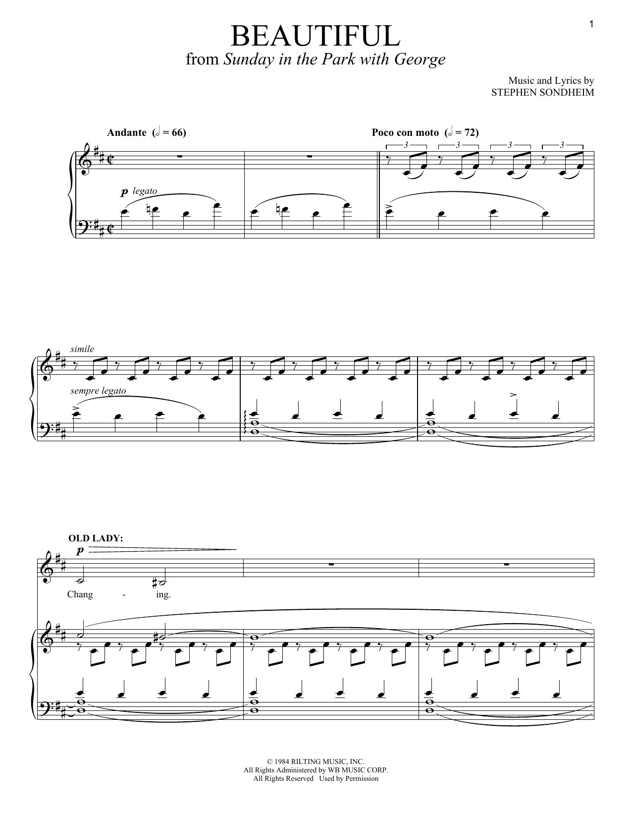 Stephen Sondheim Beautiful sheet music notes and chords arranged for Piano & Vocal