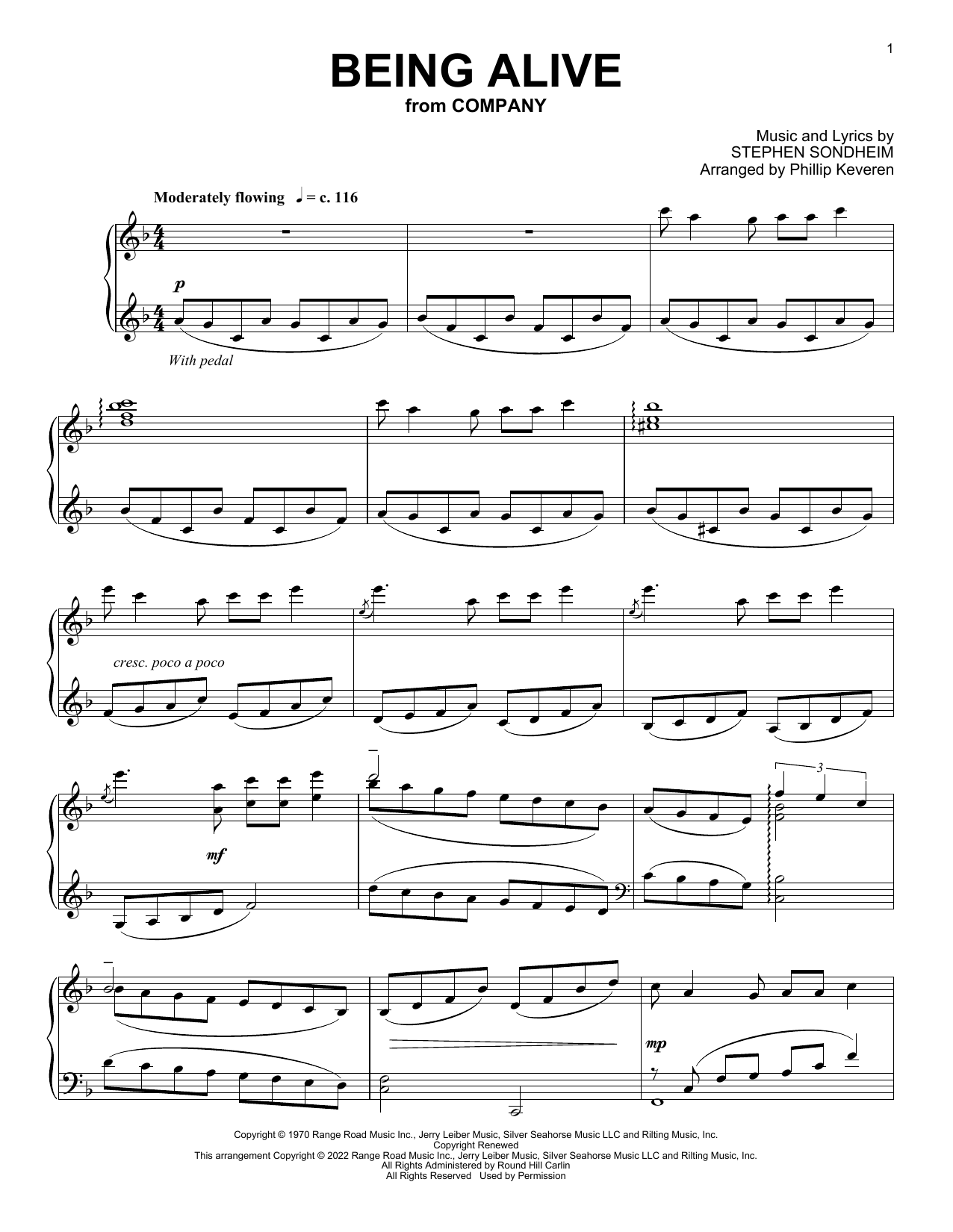Stephen Sondheim Being Alive (from Company) (arr. Phillip Keveren) sheet music notes and chords arranged for Piano Solo