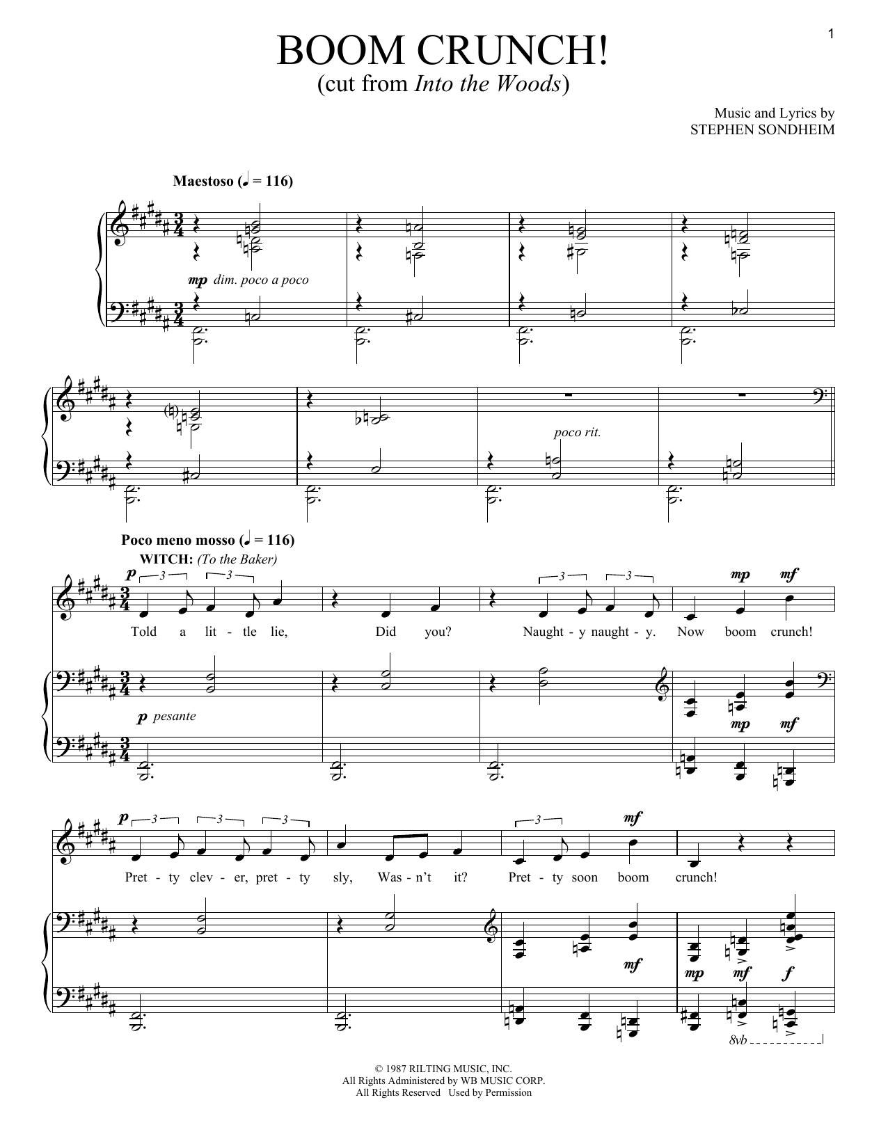 Stephen Sondheim Boom Crunch sheet music notes and chords arranged for Piano & Vocal