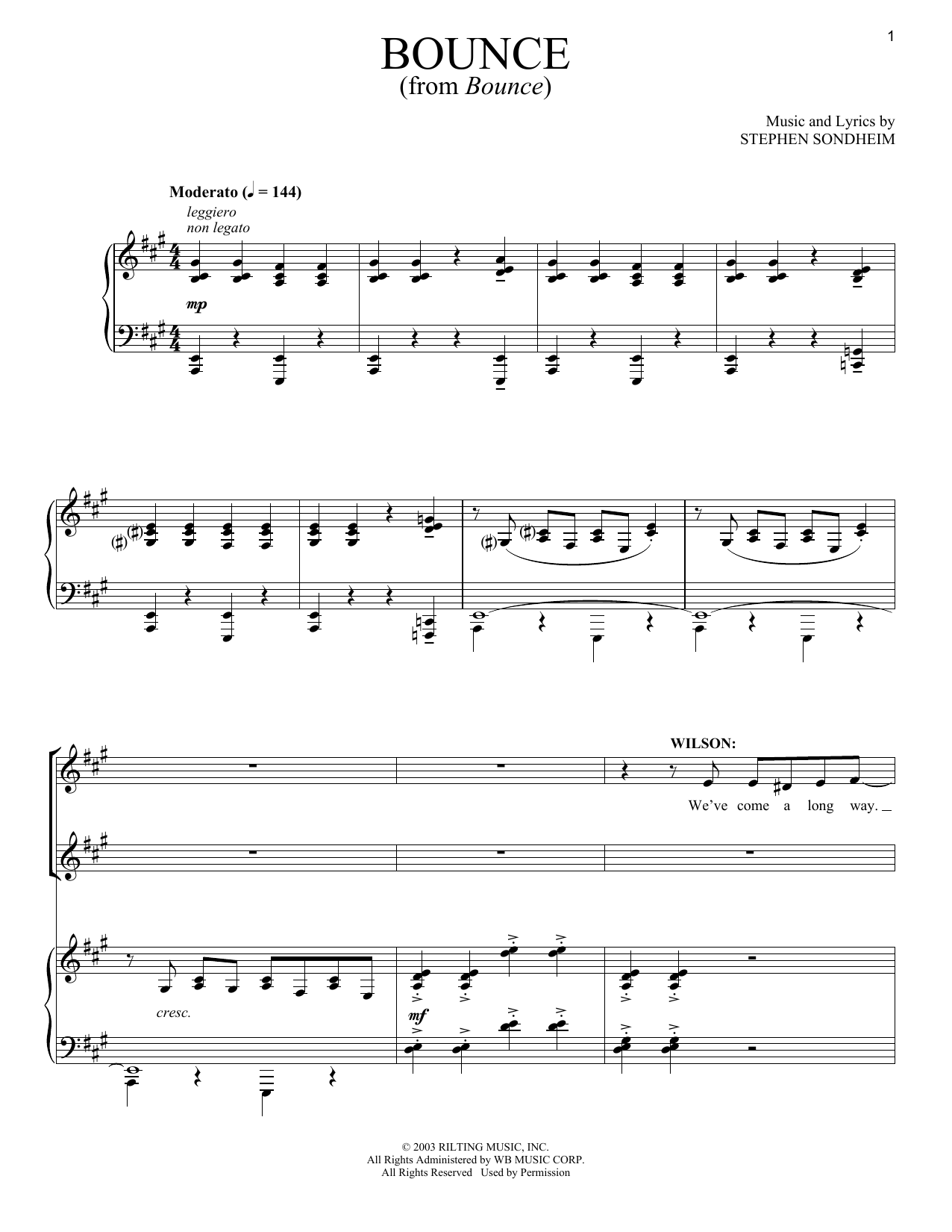 Stephen Sondheim Bounce sheet music notes and chords arranged for Piano & Vocal