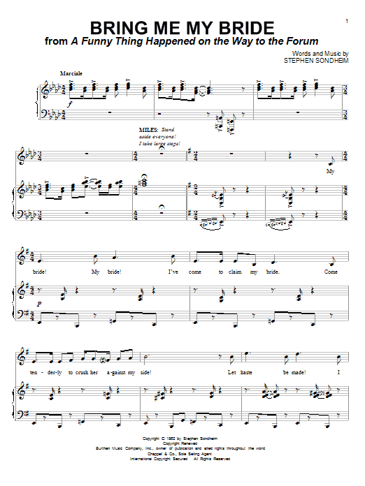 Stephen Sondheim Bring Me My Bride sheet music notes and chords arranged for Piano & Vocal
