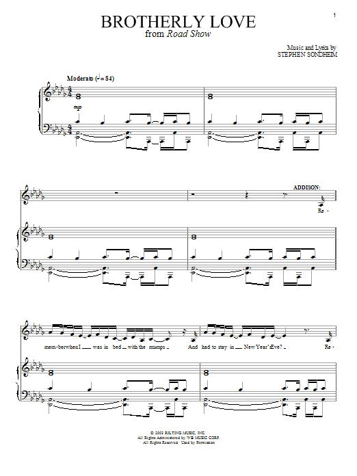 Stephen Sondheim Brotherly Love sheet music notes and chords arranged for Piano & Vocal