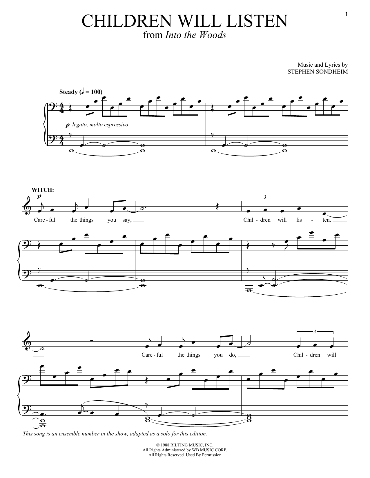 Stephen Sondheim Children Will Listen (from Into The Woods) sheet music notes and chords arranged for Violin and Piano