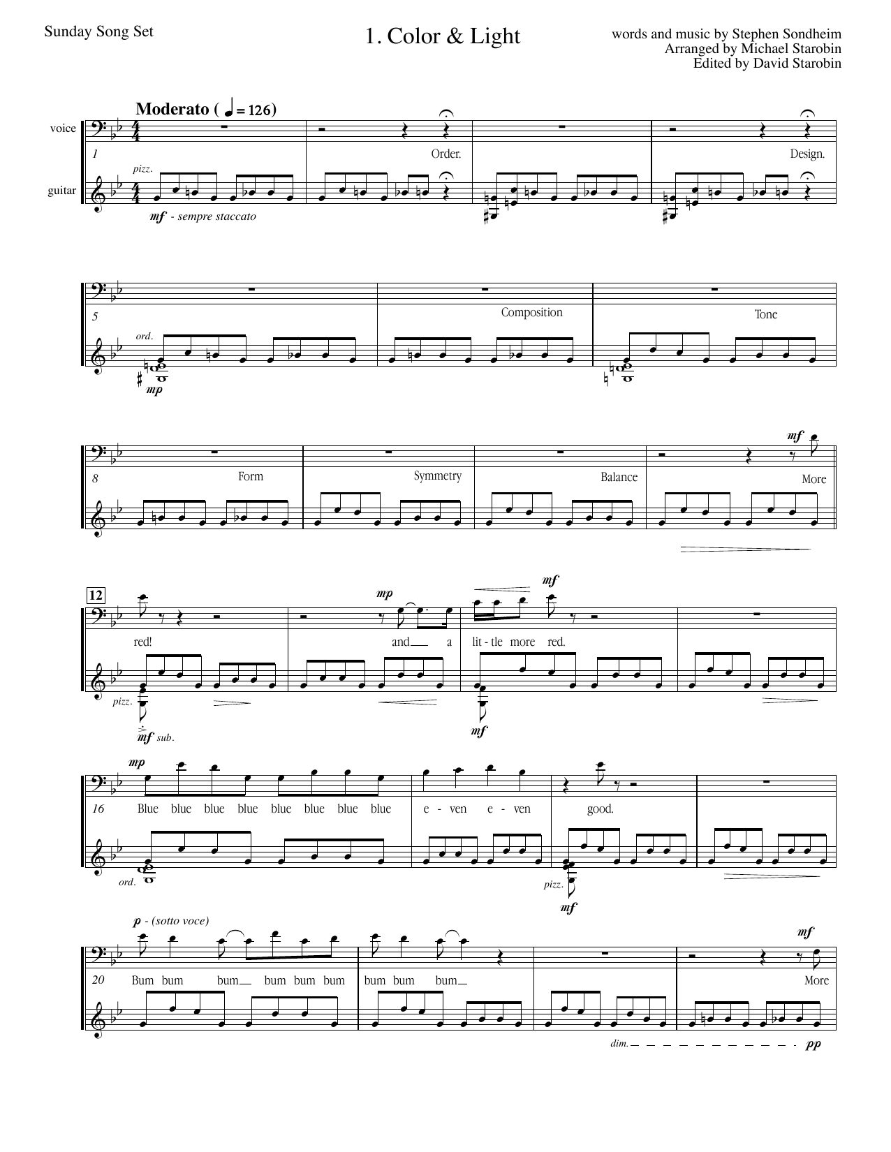 Stephen Sondheim Color And Light (from Sunday In The Park With George) sheet music notes and chords arranged for Solo Guitar