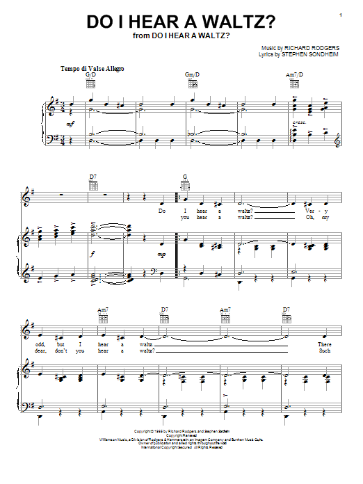 Stephen Sondheim Do I Hear A Waltz? sheet music notes and chords arranged for Piano & Vocal