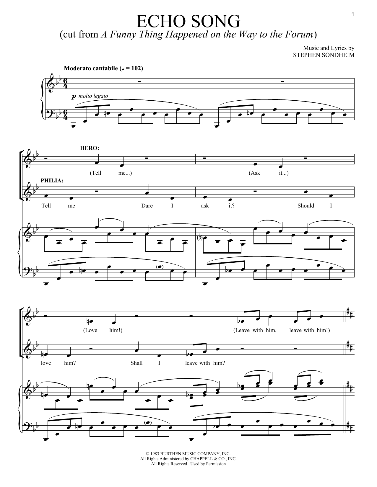 Stephen Sondheim Echo Song sheet music notes and chords arranged for Piano & Vocal